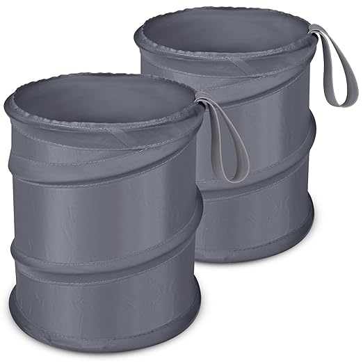 Car Trash Can, 2 Packs Mini Collapsible Car Trash Bin for Front Back Seat, Pop up Car Garbage Can, Portable Car Trash Bag Hanging for Vehicle SUV Rv Truck Accessories Interior, Grey