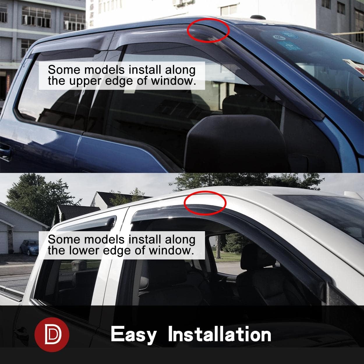 94248 Side Window Visor Wind Vent Deflector,4pcs Outside Mount Style Nice Sun Rain Guards Set fit for 2013-2019 Nissan Sentra Window Shade