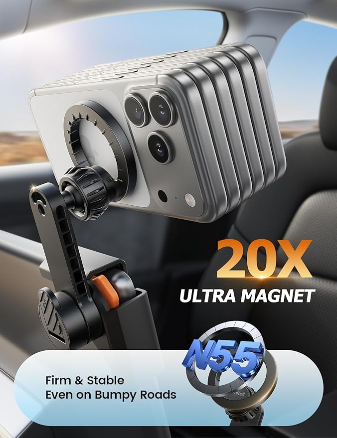 Lamicall for Tesla Phone Mount - [Strongest N55 Magnet] for Tesla Model 3 Y Juniper Accessories, Ultra Stable for Magsafe Car Mount, Magnetic Phone Holder for iPhone 17 16 15 14 13 Pro Max Mothers Day