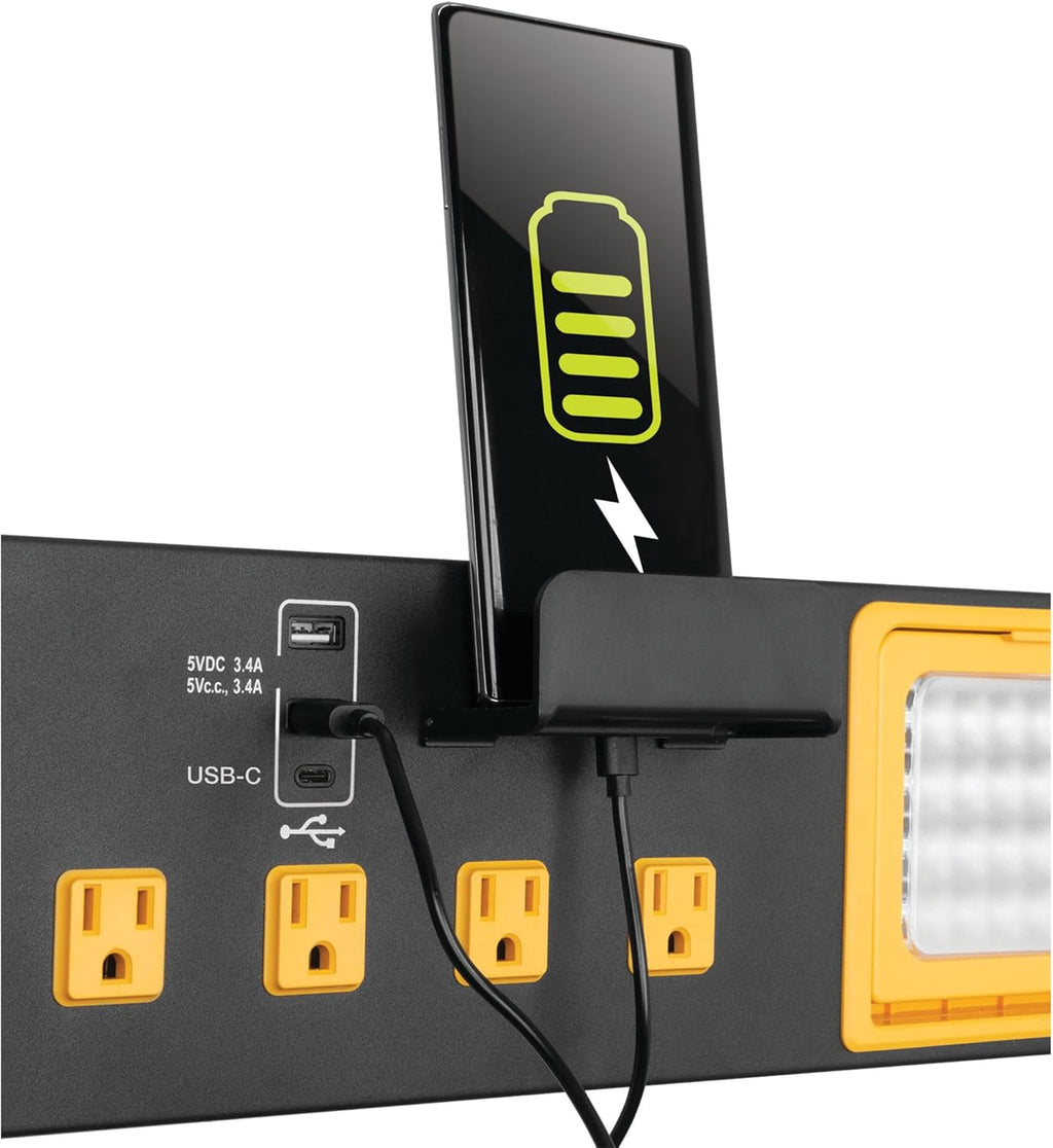 Performance Tool W2279 Commercial Grade Power Station with 6 Outlets, 2 USB Ports, Built-In Cradle, and LED Lights, Ideal for Workshops and Garages