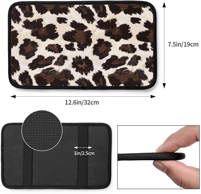 Brown Center Console Cover for SUV Sedan Classical Leopard Print Arm Rest Pad Middle Console Protector Vintage Armrest Seat Box Pads