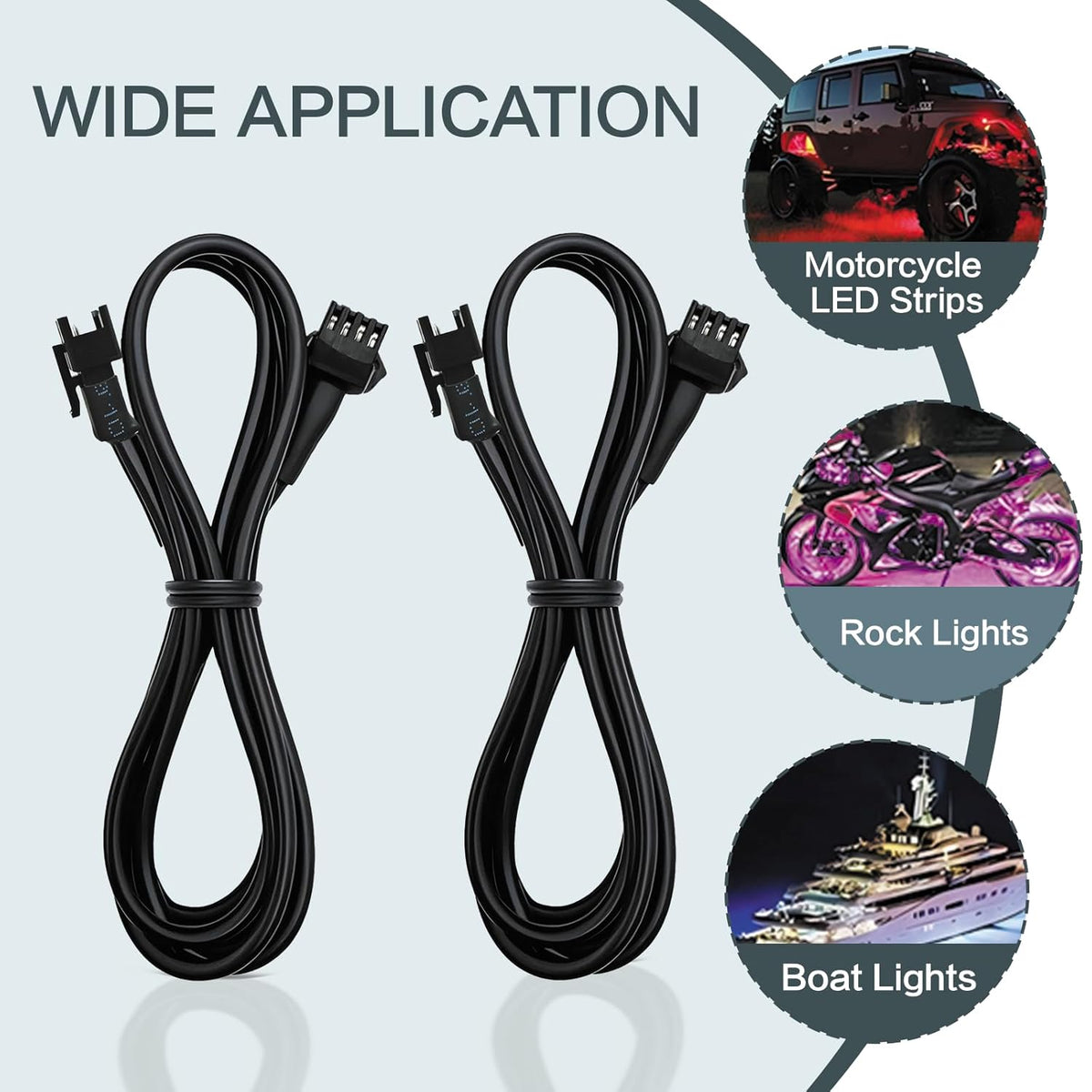 12 Pcs 4 Pin RGB Extension Cable RGB Wire for Motorcycle LED Light Underglow Kit, Compatible with ATV Car Trucks Rock Lights & Neon Strips (60 Inch)
