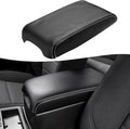KBH Center Console Armrest Cover Upholstery for Toyota Camry 2012-2017, Vinyl Leather, Middle Console Replacment Covering, Black-Gray Stitch (Leather Part Only)