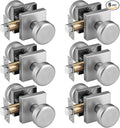 6 Pack Brushed Nickel Door Knobs Interior, Pismo Doorknob with Square Rosette for Hall