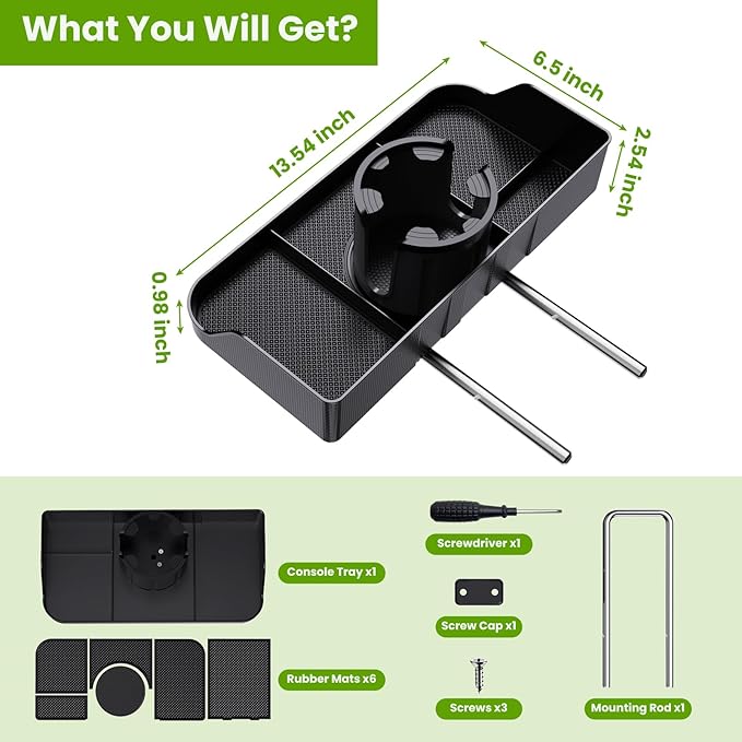 Kaishengyuan Front Center Seat Headrest Organizer Compatible with 2011-2025 2026 Ford F150 F250 F350 F450 F550 F650 Accessories, Compartment Tray Container Storage Box with Cup Holder(Jump Seat Only)