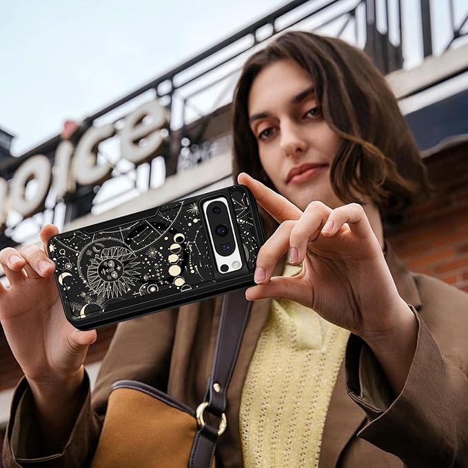 for Google Pixel 8 Pro Case - Compatible with MagSafe Women Girls Cute Magnetic Protective Cover Girly Aesthetic Sun Moon Heavy Duty Shockproof Design for Google Pixel 8 Pro Phone Cases