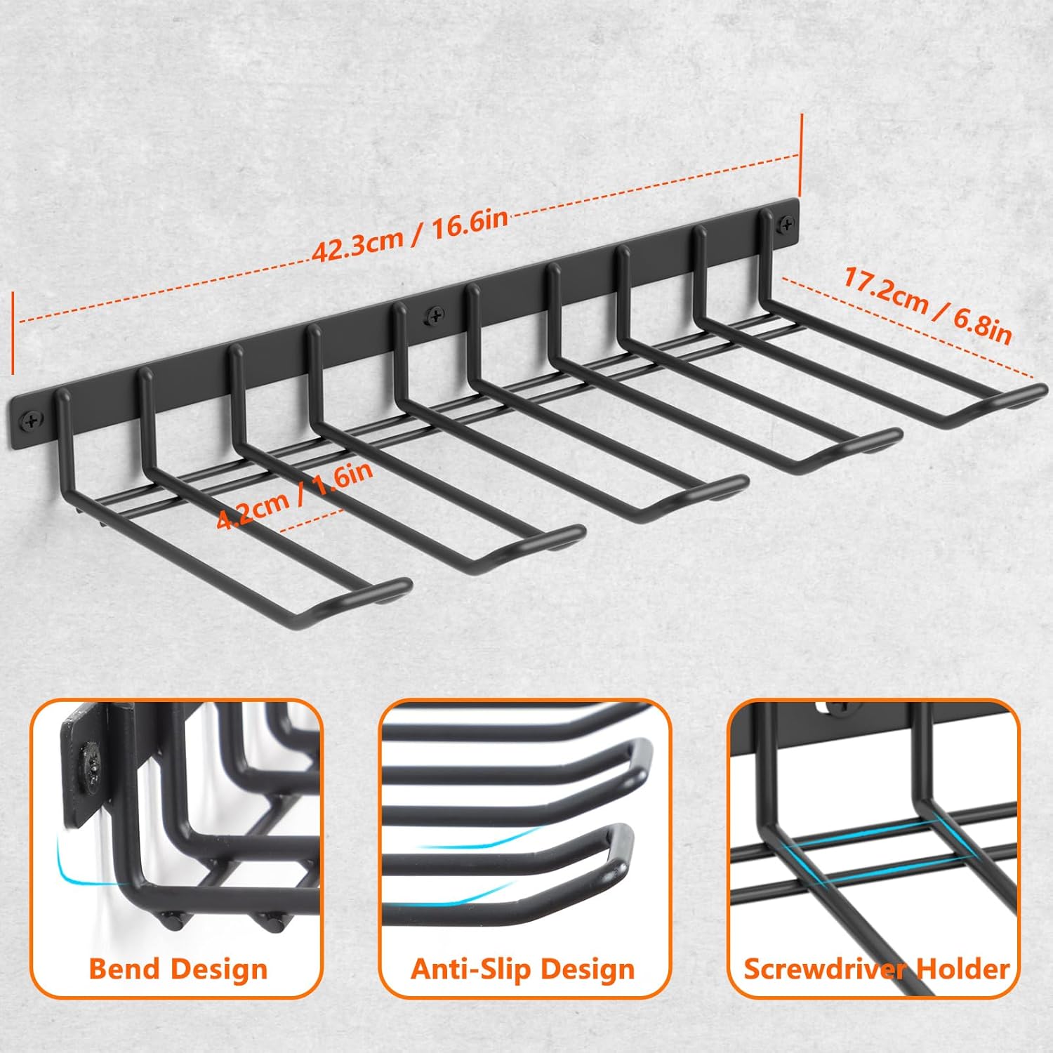 Power Tool Organizer, Cordless Drill Holder Wall Mount, Garage Tool Storage Rack, Heavy Duty Tool Rack for Garage and Workshop, Quick Installation in Minutes, 1 Pack