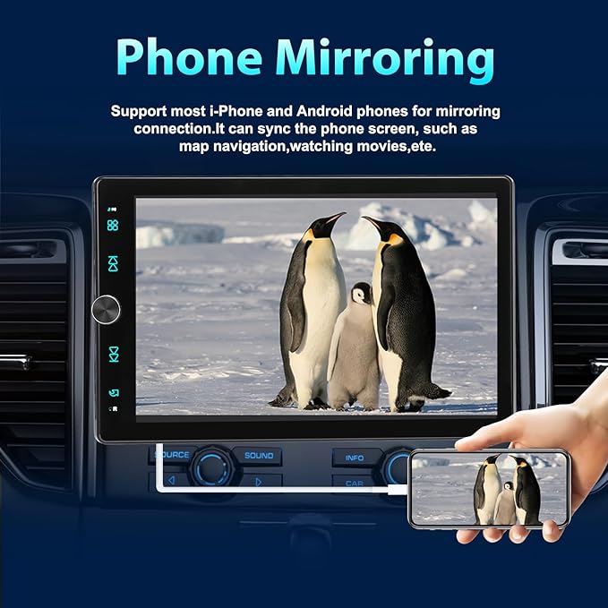 Single Din Car Radio Touchscreen (10.4" Rotatable) Compatible with Apple CarPlay [Wireless] Android Auto Car Stereo Bluetooth USB AUX SD Backup Camera
