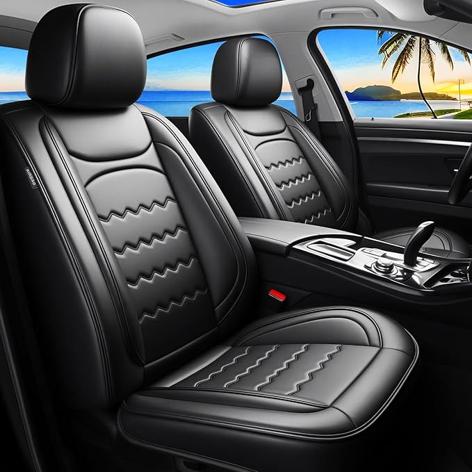CX-90 Car Seat Covers Custom Fit for Mazda CX-90 2007-2026, Full Coverage Premium Leather Waterproof Breathable Seat Covers, Automotive Seat Protectors, Airbag Compatible(2 Front Seats, Black)
