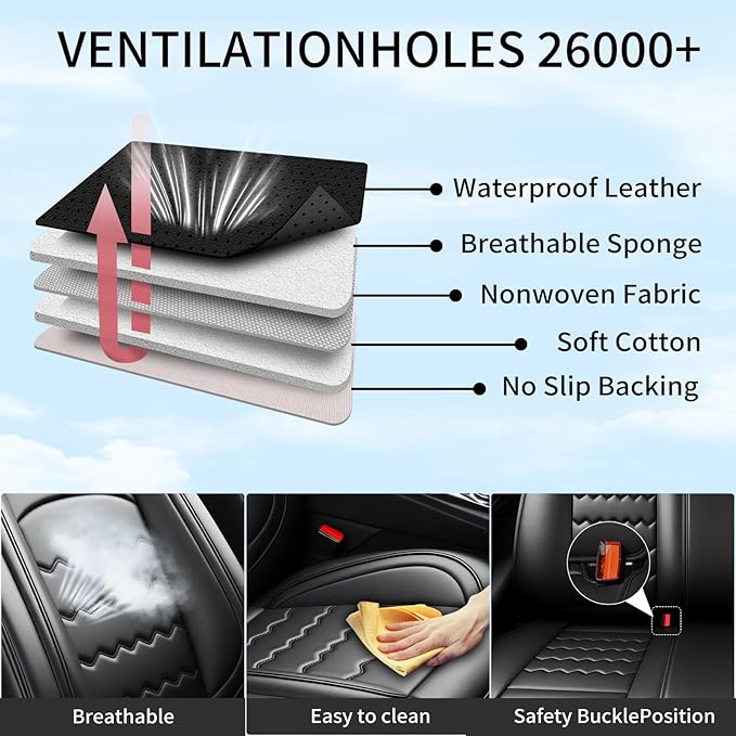 CX-7 Car Seat Covers Custom Fit for Mazda CX-7 2007-2012, Full Coverage Premium Leather Waterproof Breathable Seat Covers, Automotive Seat Protectors, Airbag Compatible(2 Front Seats, Black)