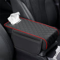Center Console Cover Arm Rest Cover Leather Car Armrest Box Pad with Pocket Tissue Box Hole Auto Armrest Cover Cushion for Car Vehicle (Black-Red)