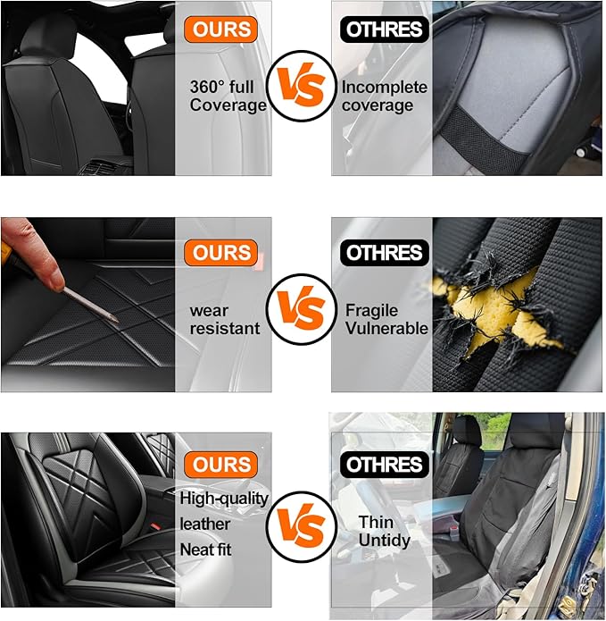 Car Seat Covers Compatible with Mazda 6 2007-2021, Full Coverage Premium Leather Waterproof Breathable Seat Covers, Automotive Seat Protectors, Airbag Compatible(2 Front Seats, Black Gray)