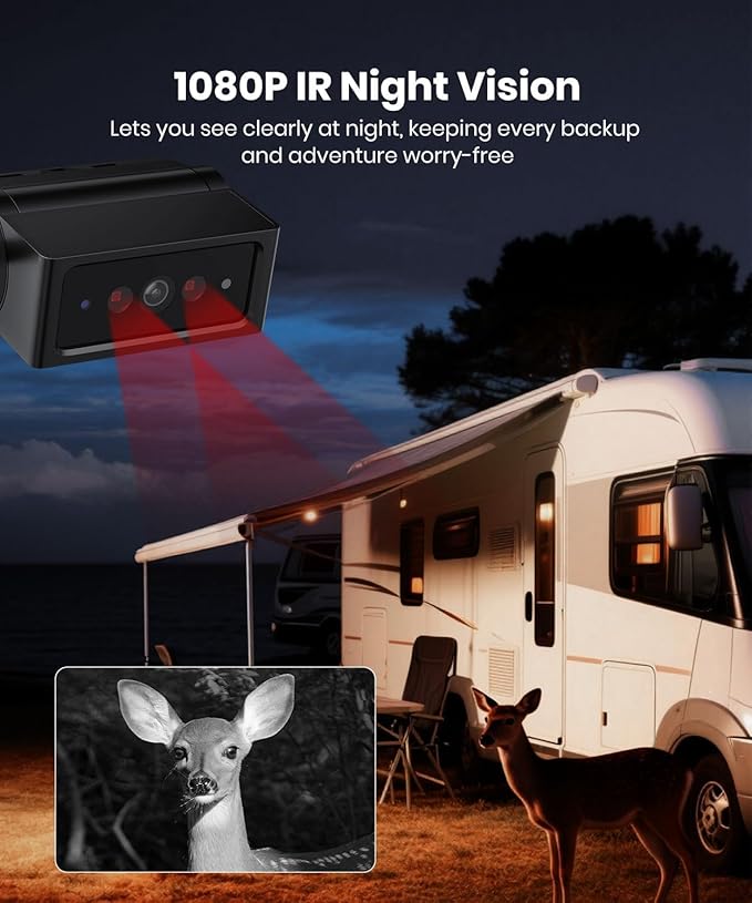 AUTO-VOX Wireless Backup Camera Magnetic: 1 Min Install Trailer Hitch Camera, 1080P HD Monitor with IR Night Vision, Storage Bag Included, Easy to Move Between Vehicles for Truck, RV, Trailer