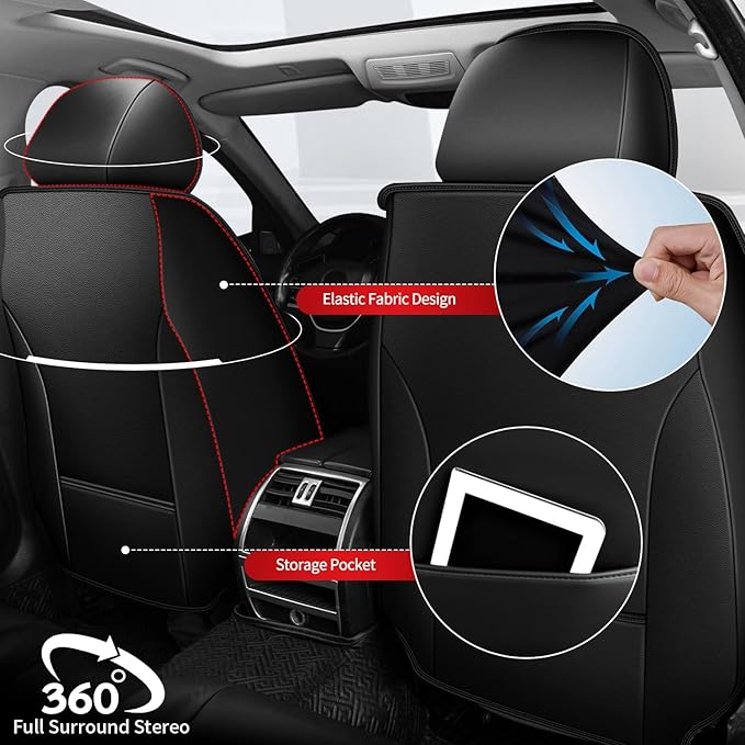 TTX LIGHTING Car Seat Covers fit for Honda Odyssey 2011-2026 Front Seat: Premium Leather Automotive Seat Cover with Airbag Compatible Waterproof (2 Seats, Black)