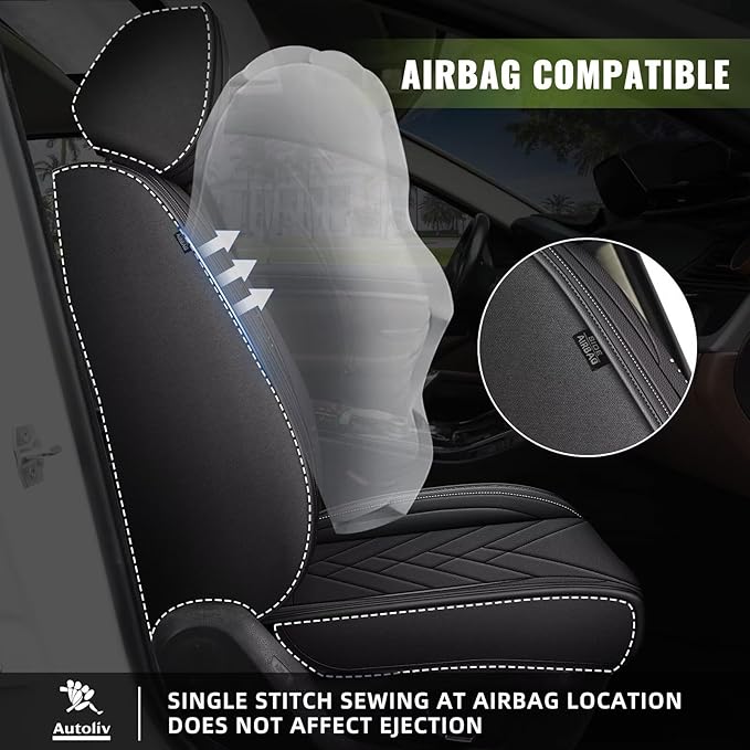 AOMSAZTO Car Seat Covers Fit for Subaru Forester 2007-2024 2025 2026 Premium Front Seat Covers Waterproof Leather Automotive Seat Covers Compatible with Airbag (2 Seats,Black)