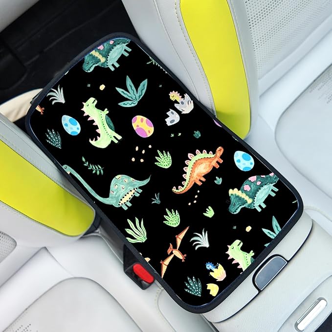 Car Armrest Box Pad,Cute Dinosaur Car Armrest Pad Car Armrest Cover Protector for Most Vehicle, SUV, Truck, Car