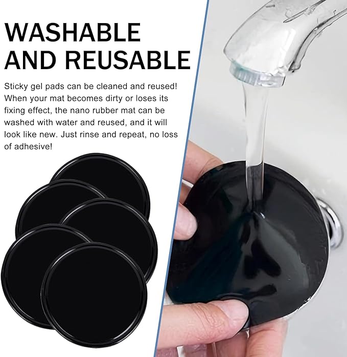 Dashboard Anti-skid Mat, Silicone Gel Mini Round Multifunctional Storage Mat for Mobile Phone Keys Glasses, Self-adhesive and Cleanable Dash Pad, for Most Cars Home (Black)