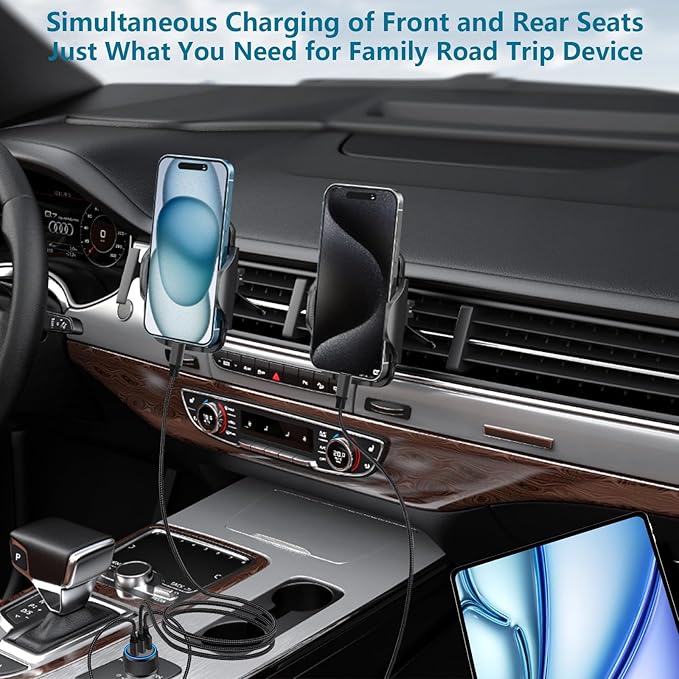 USB C Car Charger, Rombica 2Pack 3-Port 67W Dual PD USB-C&USB-A Car Power Cigarette Lighter USB Charger 3 in 1 PD/QC Type C Fast Car Charge for iPhone 17 17 Pro Max 16 15 14 13 12/Galaxy S26 S25/Pixel