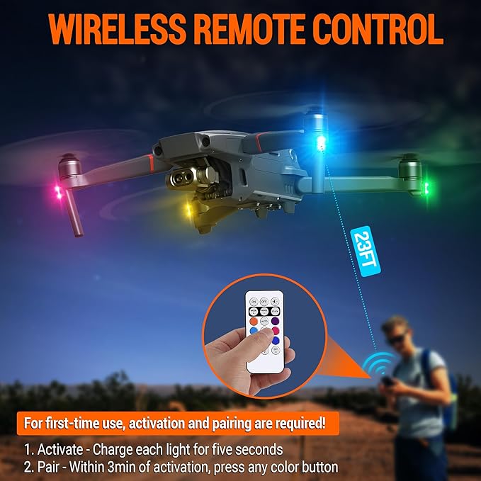 Wireless LED Strobe Lights Remote Control, 8 Colors USB Charing Waterproof Anti-Collision Flashing Emergency Warning Lights for Car Motorcycle Drone Aircraft Bike 16PCS