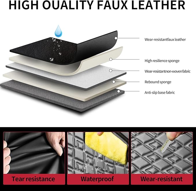 Fit Corolla Car Seat Covers for Toyota Corolla 2000-2024 2025 2026 - Upgraded Premium Waterproof & Breathable Leather, Airbag Compatible, All-Weather Seat Cushion Protector (Full Set, Black)