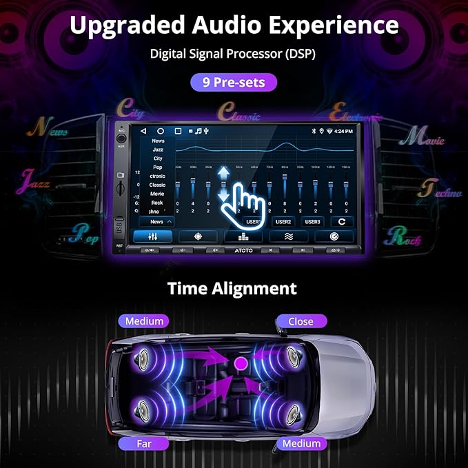 ATOTO A5L 7inch Android Double DIN Car Stereo, Wireless CarPlay&Android Auto Touch Screen, Wi-Fi/USB/BT Tethering, DSP, FM&SS Car Radio, GPS Tracking, MirrorLink, HD LRV, AI Chat, 2G+32G, A5LG2A7T