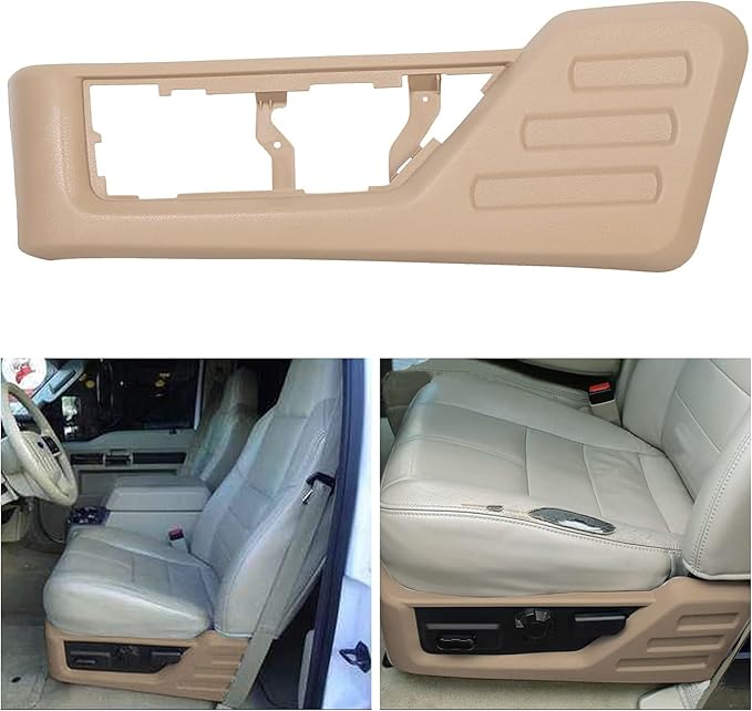 ECOTRIC Tan Front Driver Seat Cushion Panel Trim Compatible with 2008-2010 Ford F250 F350 F450 F550 Super Duty Replacement for # 8C3Z-2562187-BB