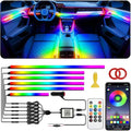 Acrylic Interior Car LED Strip Light with APP Remote Control, 175in 6 in 1 RGB Dreamcolor Neon Flexible Strip Fiber Optic LED Ambient Lighting Kits,RGB Music Lights Sync for Inside car Decorations