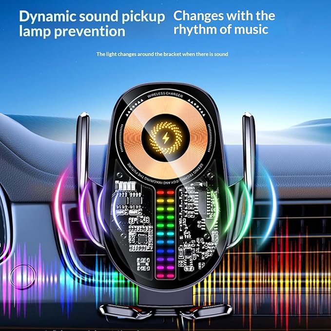 Wireless Car Charger,15W Car Phone Holder Mount，360°Rotation Vent Phone Mount for Car，Car Phone Holder Mount Wireless Charging Universal Compatibility with All Wireless Charging Smartphones (Black)