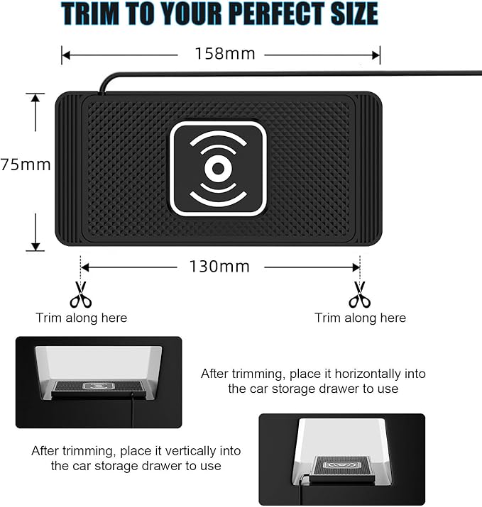 Wireless Charging Pad for Car for Subaru XV Forester Outback Impreza BRZ WRX Legacy, 15W Fast Wireless Charger Mat Non-Slip Silicone Car Center Console Phone Charging Pad,B/15W-USB