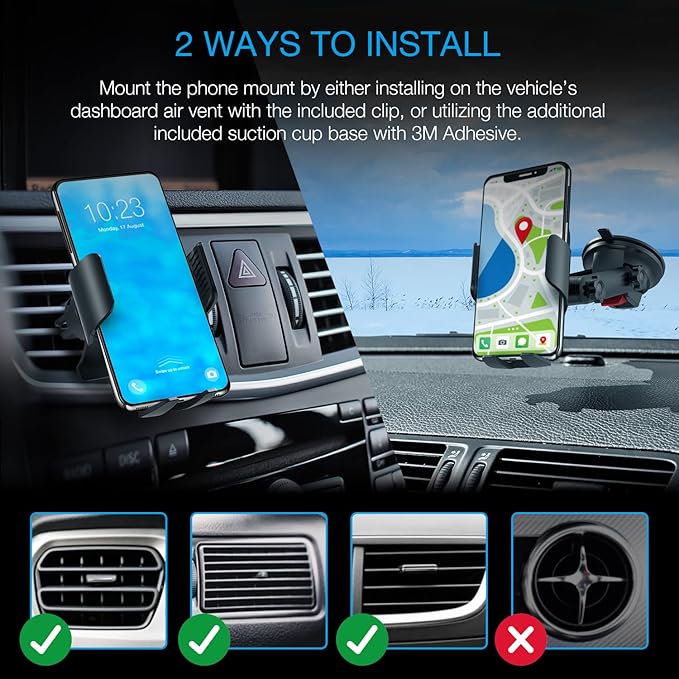 RexingUSA X5 Motorized Qi Car Mount - 15W/7.5W Wireless Charging, Auto Sensing Clamping, Windshield & Air Vent | iPhone, Android & Galaxy Smartphones (No Car Charger)