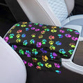 Dreaweet Colorful Dog Paw Print Center Console Cover Thick Arm Rest Cover for Car Women Cute Car Accessories Interior Middle Console Cushion Cover Pad with Pockets