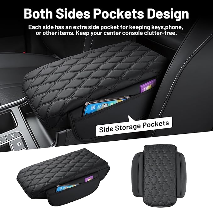 Autorder Center Console Cover for 2021-2025 2026 Kia Sorento Accessories Armrest Cushion Cover Nappa Leather Middle Console Covers Sorento Console Cushion Pad Anti-Scratch