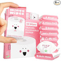 Impossibly Compact Travel Flushable Wipes - 99.5% Water and Aloe - Safe for Sensitive Skin - Travel Essentials for Adults, Kids & Babycare, Rose, 8 Pack 48 Wipes