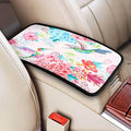 Hummingbird Floral Car Handrail Box Cushion Armrest Cover Auto Center Console Pad Car Decor 12.6X7.5 in