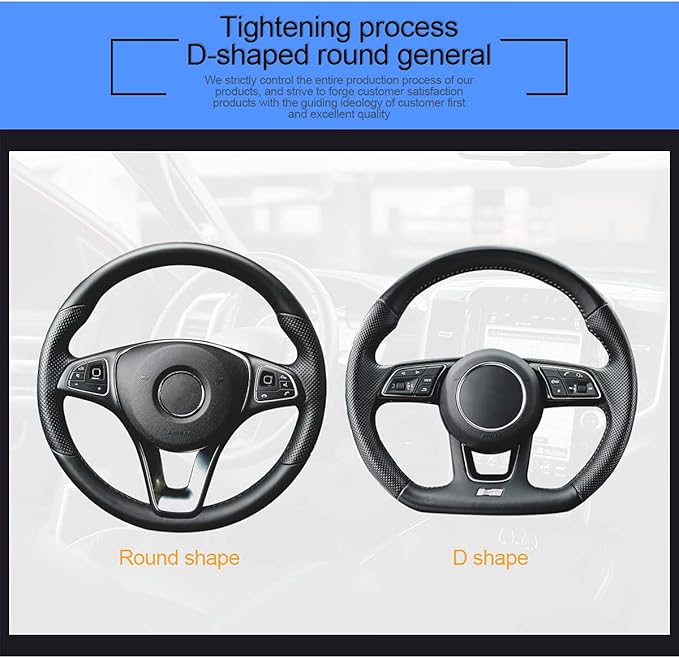 Leather Steering Wheel Cover, Auto Car Stretch Steering Wheel Protector, Universal 15 Inch Anti-Slip Breathable Odorless Steering Wheel Cover for Men Women (Black)