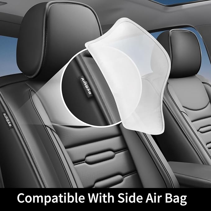 Fit Avalon Car Seat Covers for Toyota Avalon 2001-2024 2025 2026 - Upgraded Premium Waterproof & Breathable Leather, Airbag Compatible, All-Weather Seat Cushion Protector (Full Set, Black)