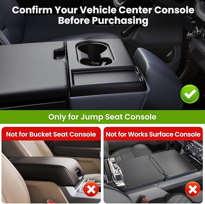 Kaishengyuan Front Center Seat Headrest Organizer Compatible with 2011-2025 2026 Ford F150 F250 F350 F450 F550 F650 Accessories, Compartment Tray Container Storage Box with Cup Holder(Jump Seat Only)
