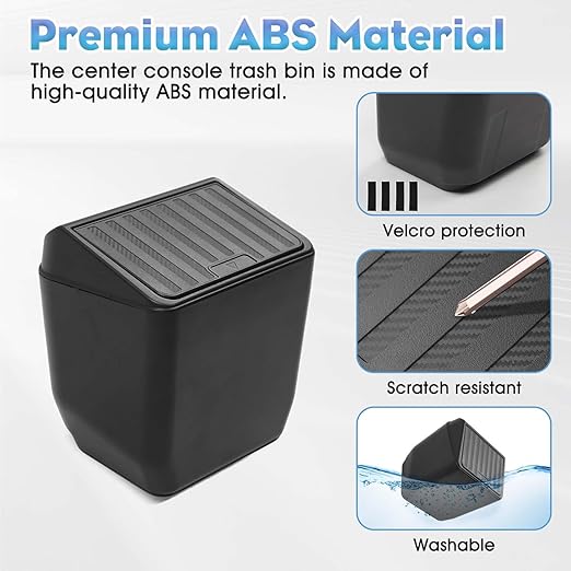 Shademax Rear Trash Can for Tesla Model Y Juniper 2026 2025 Center Console Organizer Backseat Storage Box Underseat Storage Tray Garbage Can Bin for Model Y Juniper Accessories Press Open Design Black