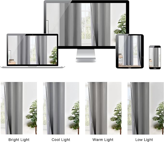 XWZO 100% Blackout Curtains with Tiebacks- 2 Thick Layers Completely Shaded Window Treatment Thermal Insulated Lined Drapes with Grommets for Bedroom/Laundry, Light Grey, W42 x L84, Set of 2 Panels