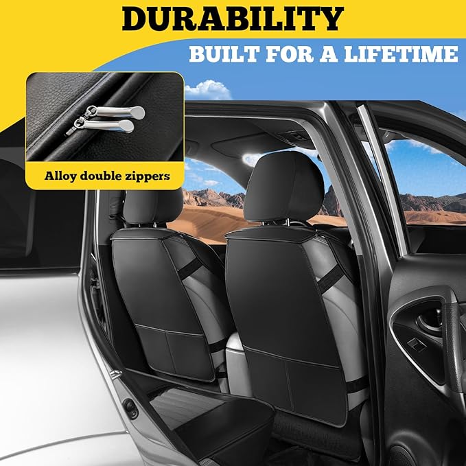 LINGVIDO Front Car Seat Covers, Faux Nappa Leather, Airbag Compatible and Waterproof Protectors for Sedans SUVs, Breathable Anti-Slip Interior for Commuters and Rideshare, Black/Gray