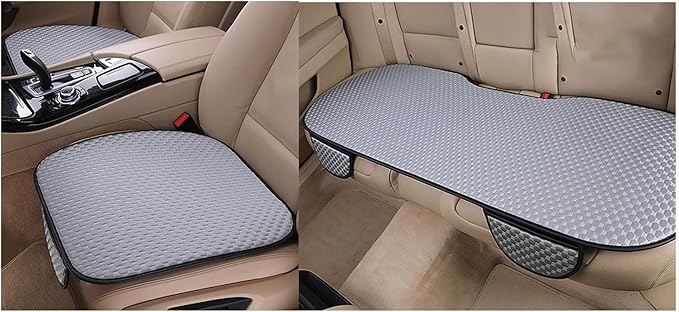 acdiac Universal Ice Silk Car Seat Cover Summer Auto Cool Cushion Breathable Cozy Non-Slip Car Seat Pads 3pcs/Sets (Gery)