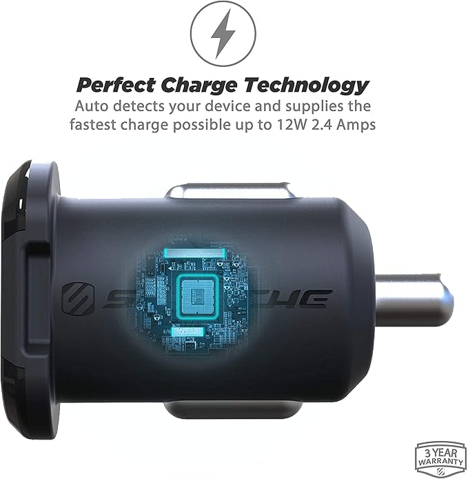 Scosche USBC121M ReVolt Universal Cigarette Lighter Single Device Compact One Port USB Car Charger, Fast Charge One Device Quickly, Black/Space Gray