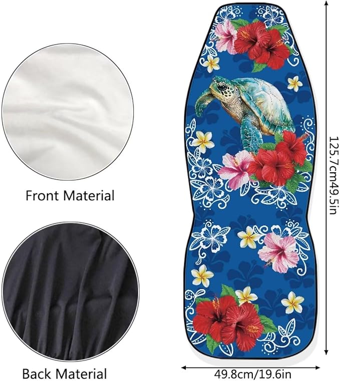 BIGCARJOB Floral Turtle Car Seat Cover Full Set Universal Car Interior Accessories Set Car Front Seat Covers Auto Interior Seat Protector Saddle Blanket for Women Gifts