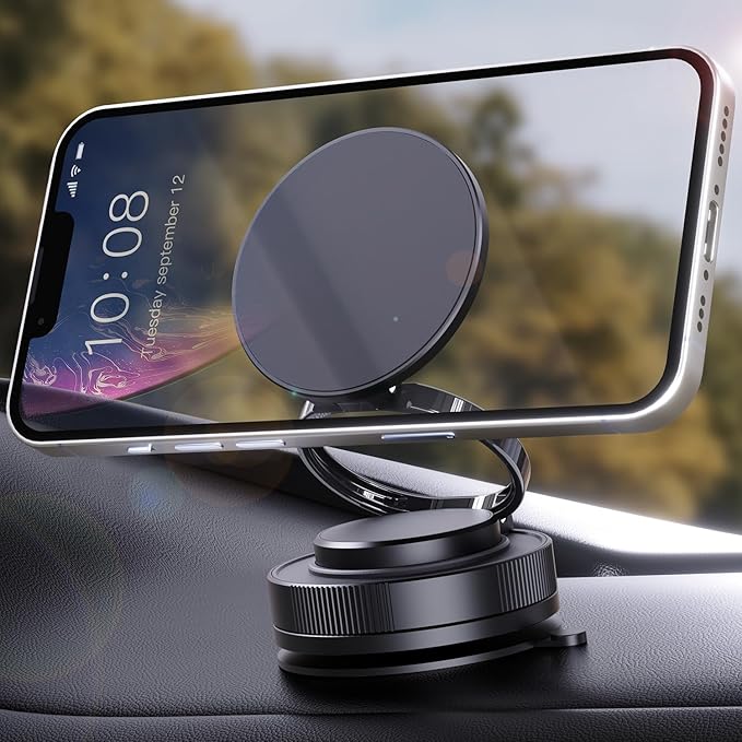 Phone Holder for Car Magsafe, 360° Adjustable 2500gf Strong Magnetic Car Phone Holder, Hands Free Suction Cup Cell Phone Mount for iPhone 16 Pro Max 15 14 13 12
