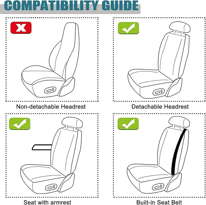West Llama Linen Car Seat Covers-Breathable & Soft-Front Car Seat Protector Universal Fit 90% Cars,SUVs,Trucks,Diamond Pattern-1Pair,Gray