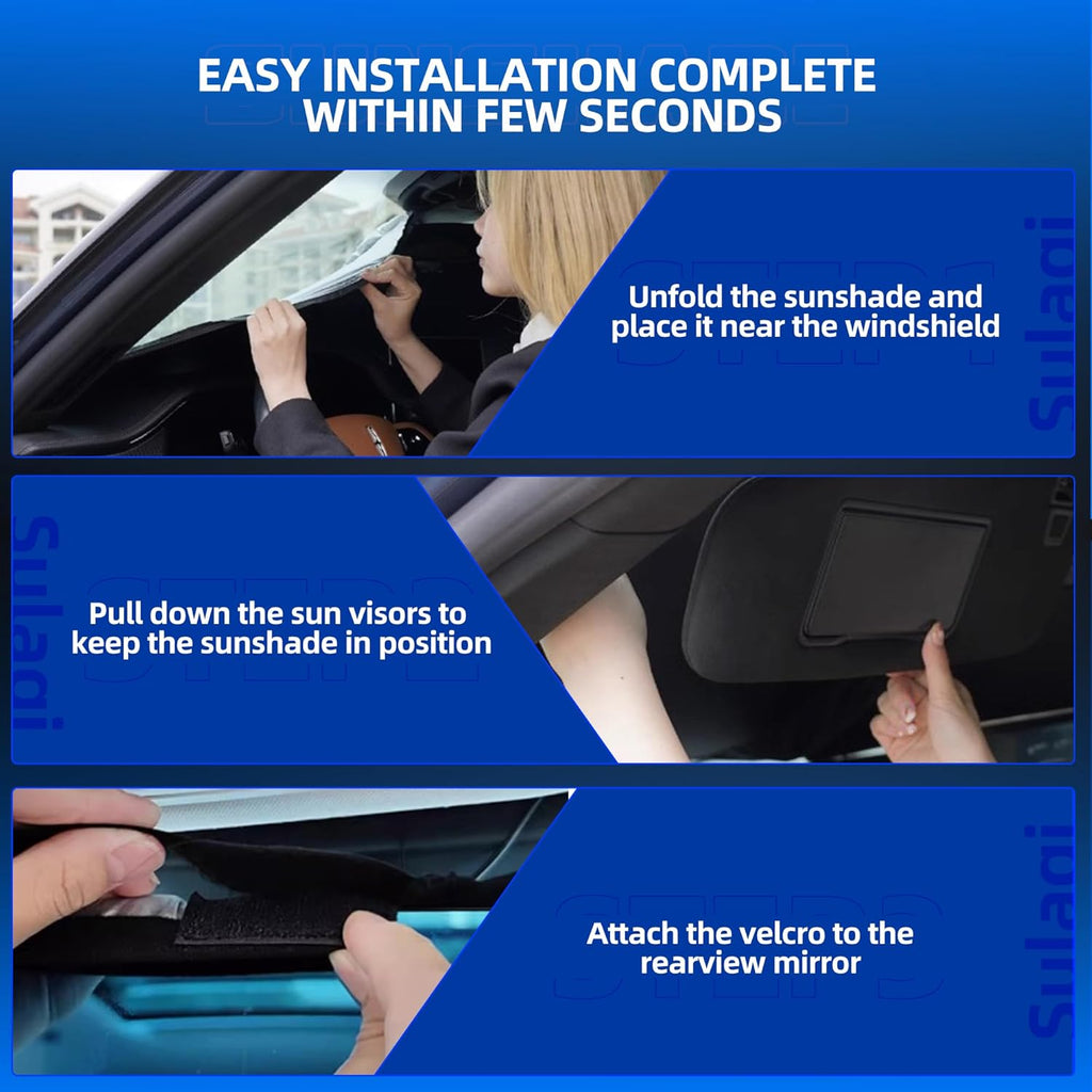 Windshield Sun Shade for Toyo-ta Tundra (Limited, SR5, Platinum, TRD Pro) 2022-2025 2026 Foldable Sunshade Custom Fit Front Window Car Interior Accessories Protector Blocks UV Rays