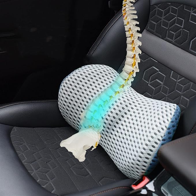 Lumbar Support Pillow for Car Seat, Mesh Office Chair Back Support Cushion, Ergonomic Back Pillows for Carseat,Office Chair,Desk,Wheelchair(Black-Red)