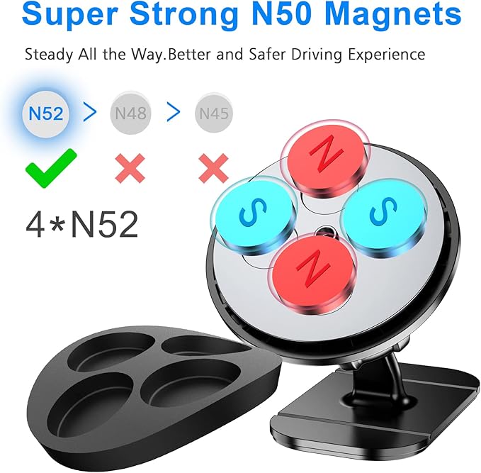 【2-Pack】Magnetic Phone Holder for car, [Strong Magnet] Magnetic Phone Mount for Car [ 4 Plate] iPhone Magnetic car Phone Holder Mount for Cell Phone [360° Rotation] Phone Holders for Your Car Magnetic