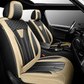 Fit FJ Cruiser Car Seat Covers Premium Leather for Toyota Fj Cruiser 2007-2013 2014. Waterproof， Breathable，Scratch-Resistant & All-Weather Seat Cushion Protector (Front Pair, Beige & Black)