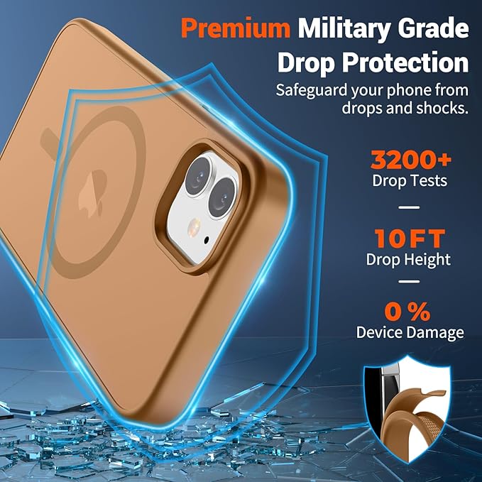 SUPFINE Magnetic for iPhone 12 Case/iPhone 12 Pro Case (Compatible with MagSafe)(Military Grade Drop Protection) Slim Translucent Matte Shockproof with Anti-Fingerprint Phone Case,Brown